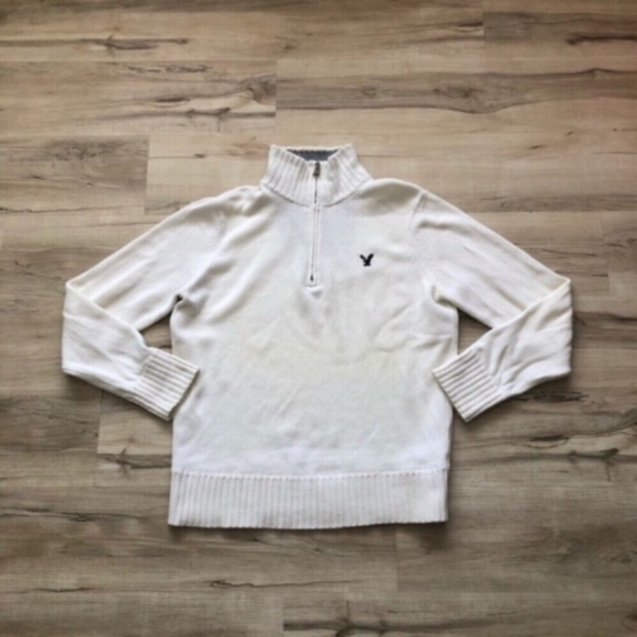 American Eagle Outfitters Cream Quarter-Zip Sweater - Picture 1 of 6